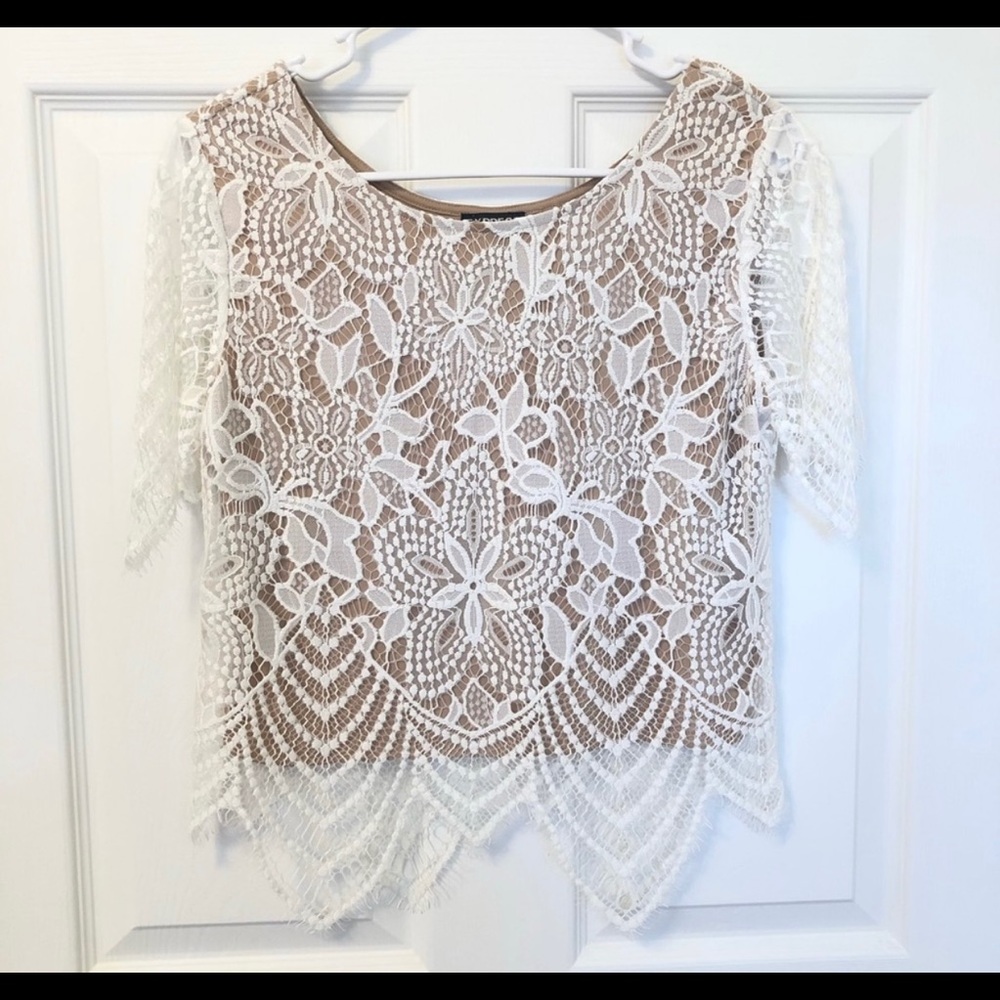 | Express | lace overlay blouse | XS